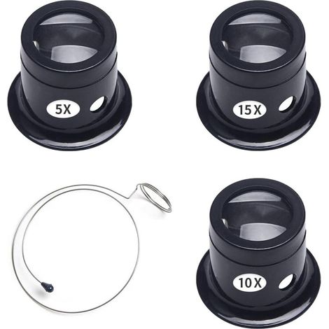 Loupe Horloger, Loupes Bijoutier, Loupe Monoculaire, Loupe de Réparation de Montre, Loupes D'horloger, Montre Horloge Réparation Loupe, Loupes de Bijoutier, Loupe 5X10X15X, pour Monnaie, Timbr (1/5)