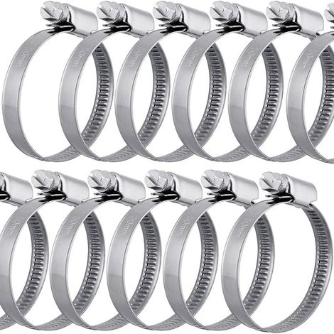 12 pièces colliers de serrage en acier inoxydable 32-50 mm largeur de bande 9 mm - qualité supérieure selon DIN 3017 (W4), fixation de tuyau (1/5)