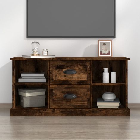 Meuble TV chêne fumé 99,5x35,5x48 cm bois d'ingénierie (1/5)
