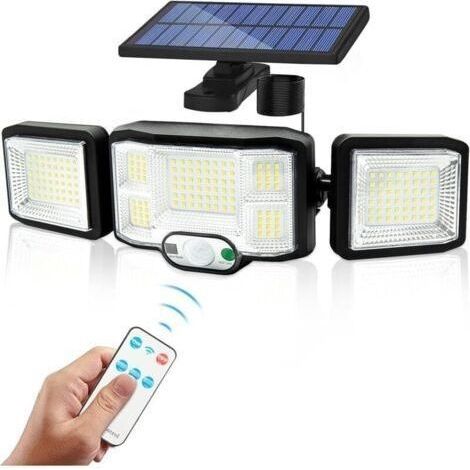 Solaire Lumiere Exterieur Applique Murale Luminaire LED 3 Têtes 192 LEDs Detecteur Mouvement Sécurité Projecteur Eclairage IP65 Etanche [Classe énergétique A+++] Avec Câble (1/5)