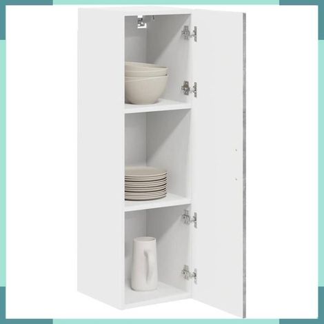 Armoire murale de cuisine - Kalmar - Gris béton - 30 x 31 x 100 cm - Bois d'ingénierie (1/5)