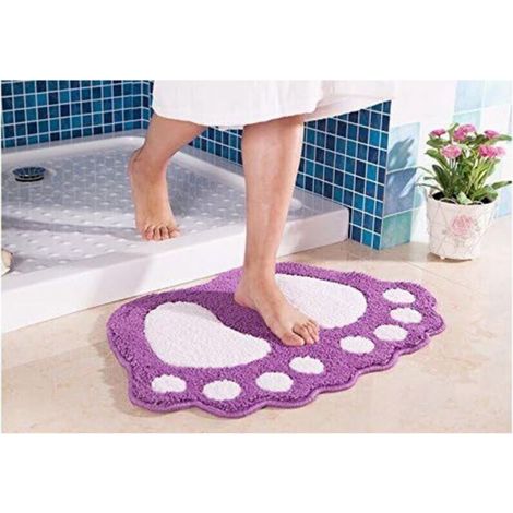 Tapis de salle de bain antidérapant et absorbant en polyester violet 40 x 60 cm (1/3)
