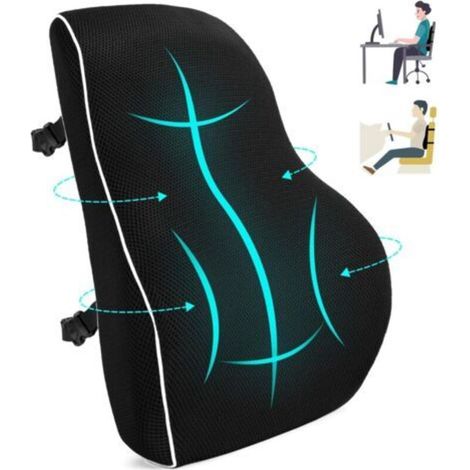 Coussin de soutien ergonomique, support arrière en mousse à mémoire de forme pour chaise de bureau et canapé, coussin pour une position assise confortable, oreiller lombaire de bureau oreiller à doubl (1/5)