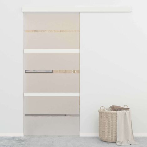 Porte coulissante butées souples Verre ESG aluminium 90x205 cm