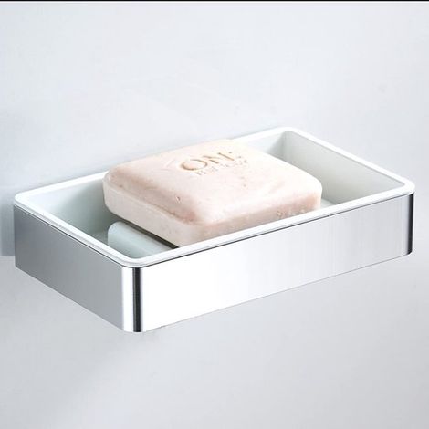Portasapone a doppia parete, antiruggine e facile da pulire, 1 pezzo, in alluminio e plastica ABS. (1/5)