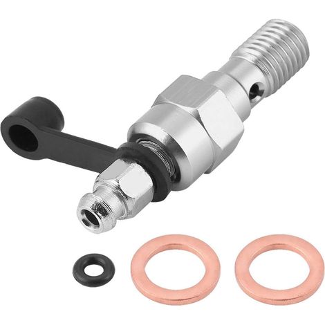 Vis de Purge de Maître-Cylindre et Étrier de Moto M10x1.25mm - Kit de Boulon Banjo, Bouchon Anti-Poussière, 2 Rondelles et Joints O-Ring (Argent (1/5)