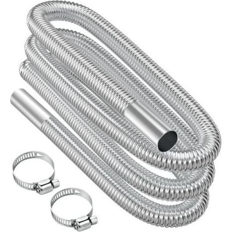 Lntyq Auspuffrohr, 300 cm tragbares, flexibles Edelstahl-Auspuffrohr mit 2 Edelstahlklemmen, Auto-Auspuffrohr (25 mm) für Dieselheizungen (1/5)
