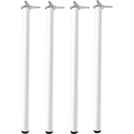 camar Tischfüße verstellbar 1100-1130mm rund, Metall Tischbeine höhenverstellbar, Stahl weiß lackiert 4 Stück (1/2)