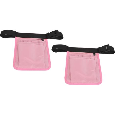 Lot de 2 sacs banane utilitaires pour infirmières, en tissu Oxford résistant aux déchirures, imperméables et ajustables, pour soins hospitaliers (rose). (1/5)