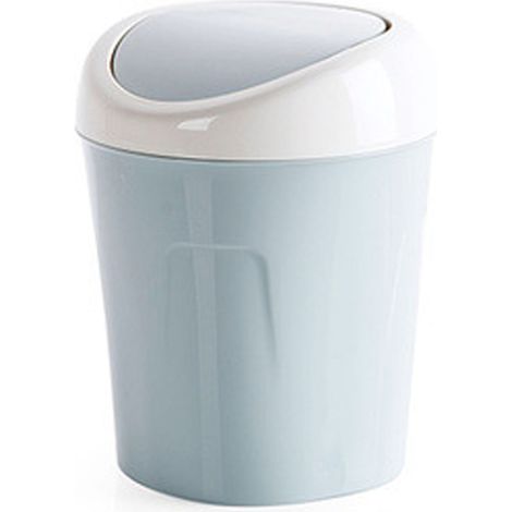 Poubelle de bureau petite mini poubelle de table en plastique avec couvercle pivotant pour salon café S bleu (1/5)