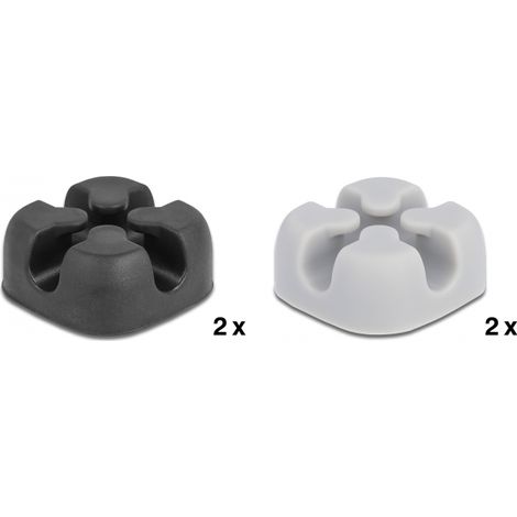 Delock Sujetacables en forma de cruz autoadhesivo 4 piezas negro / gris