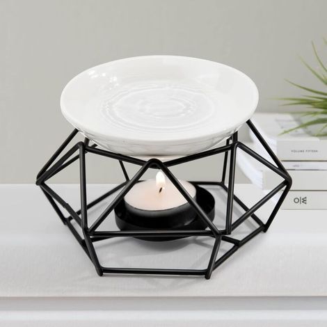 Parfum de Fondant de réchauffeur, brûleur à Huile en céramique en métal, diffuseur d'arôme de bougeoir (1/5)