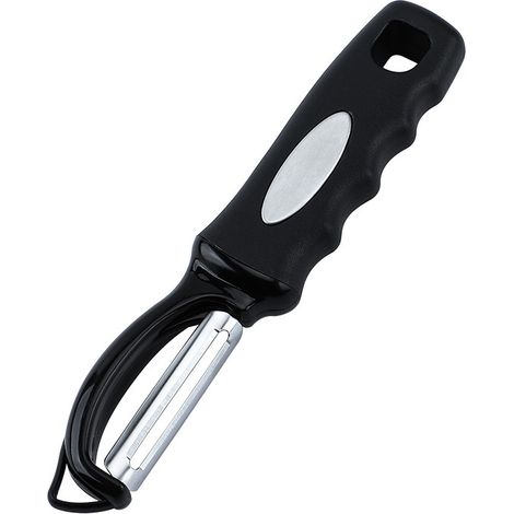 Éplucheur à fruits en acier inoxydable, noir, 19 x 3,8 cm, 1 pièce Éplucheur multifonctionnel épaissi pour la cuisine et la maison, spécialisé (1/5)
