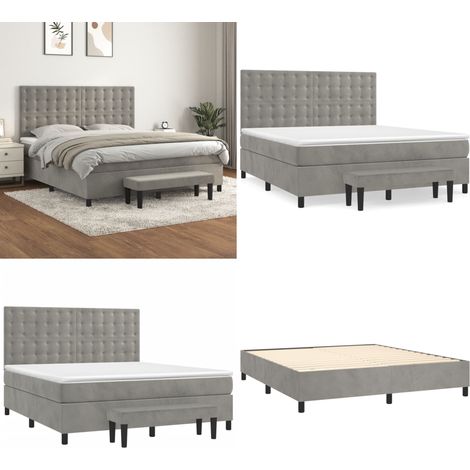 Sommier à lattes de lit et matelas Gris clair 160x200cm Velours - Lit Plateforme - Lit Velours - Lit Double - Lit Design - Literie - Home & Living (1/5)