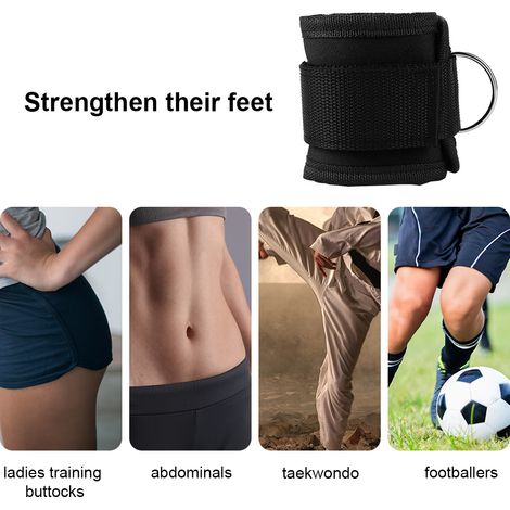 Sangle de Cheville pour Fitness, Entraînement de Force et Exercices de Jambes avec Poids (Noir)
