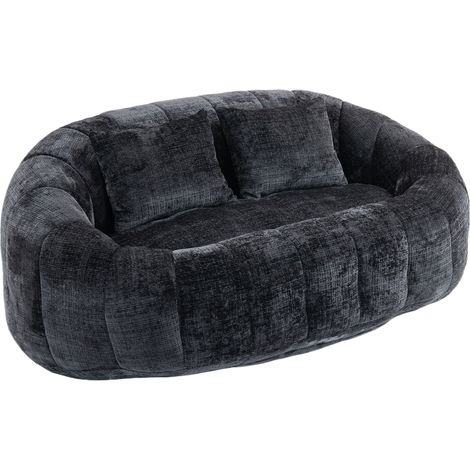 Fauteuil Pouf d'Appoint en Chenille Noir, Siège Paresseux Confortable pour Adulte et Enfant, Intérieur et Extérieur (1/5)
