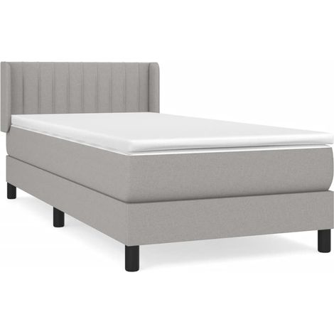 Maison Exclusive - Cama box spring con colchón tela gris claro 90 (1/5)