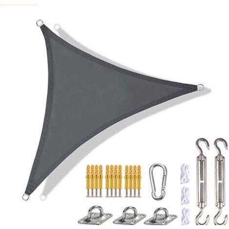 Voile d'ombrage 3×3×3m Triangle Auvent Extérieur Soleil imperméable Anti-UV pour Jardin Terrasse-Gris Clair (1/2)