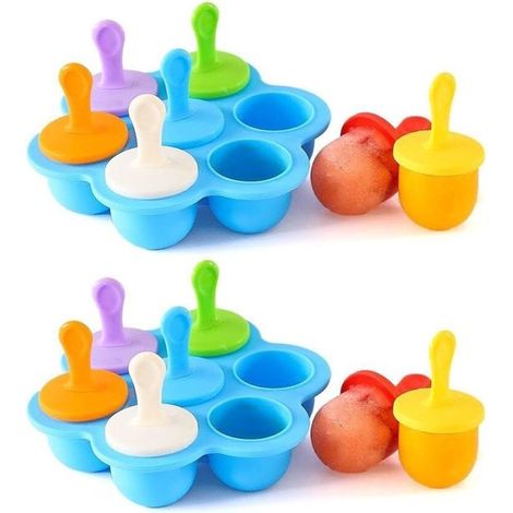 Moldes de silicona de 2 piezas para cubitos de hielo, Con palitos, Congelador, Máquina de hielo, Mini moldes para cubitos de hielo, Morado oscuro (1/5)