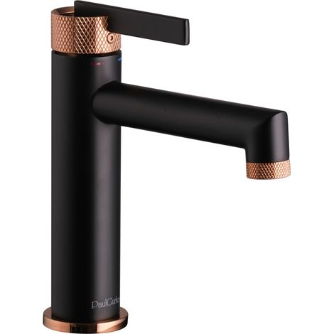 PaulGurkes Waschtischarmatur Wasserhahn Matt Schwarz Rose-Gold Wasserhahn (1/3)