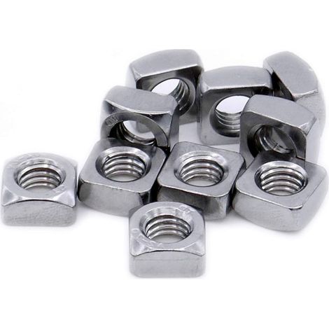 Tuerca cuadrada M10 (10 mm) (biselada) – Acero inoxidable (A2) (paquete de 20) (1/3)