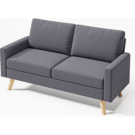 Canapé 2 places Gris Clair Bealife Structure en Bois et Métal avec 2 Coussins de Dossier 2 Coussins d'assise et Pieds en Bois pour Salon Appartements Bureaux 157 x 72 x 85 cm (1/5)