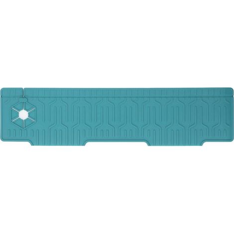 Robinet Tapis En Silicone Double Face Résistant À L'eau Évier Splash Garde Tapis Réglable Trou Design Premium Matériel pour Cuisine Salle De Bains 60x15cm (Vert) (1/5)