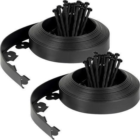 Bordure de Jardin en Plastique Flexible 20 mètres, Hauteur 5cm - avec 60 Piquets d'ancrage – Délimitation Pelouse, Allée, Parterre – Bordurette Extérieure Facile à Installer (1/5)