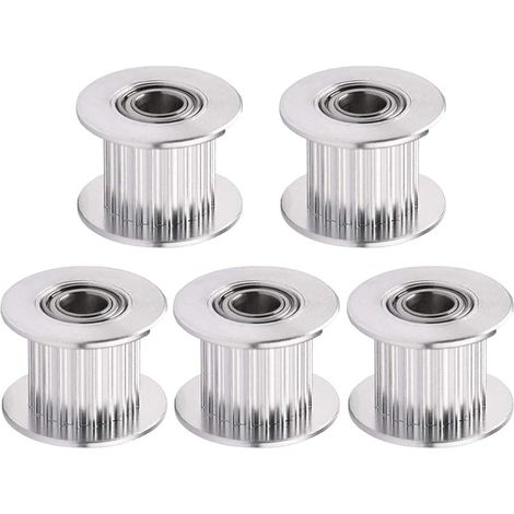 Lot de 5 poulies GT2 - Lisse - En aluminium - Pour imprimante 3D - 6 mm de largeur - 20 dents - Alésage 5 mm (1/5)