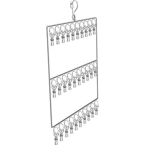 Mehrstufiger Wäscheständer aus Edelstahl, ideal für Studentenwohnheime oder Balkone. Windbeständig. 30 Klammern. (1/5)