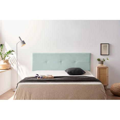 Moonia – Tête de lit tapissée linéaire 160x50 cm – Structure en pin de Galice – Tissu Aqualine anti-taches – Élément suspendu (1/3)