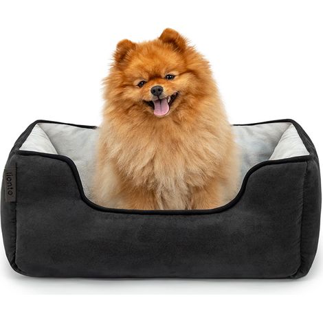 lionto 2-in-1 Hundebett Hundekissen Hundekörbchen Hundesofa Größe S 60x50 cm schwarz/grau