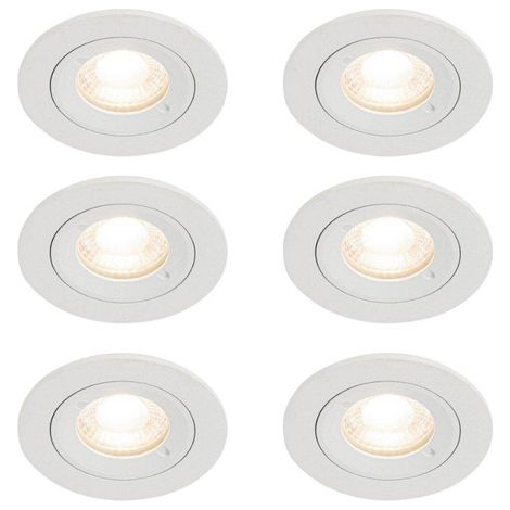 QAZQA Xena Spot encastrable - lot de 6 - 8x8cm - IP44 - Rond - Blanc (1/5)