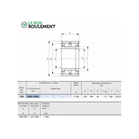Roulement à rouleaux cylindriques NAG4924-IKO