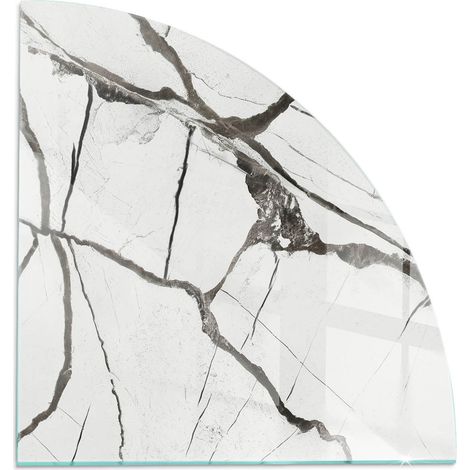 Plaque en verre trempé décorative de sol avec impression sous cheminée Motif veines marbrées 1/4 100x100 cm (1/5)