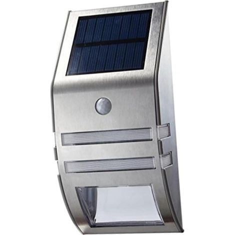 Lampe Solaire Murale Détecteur De Led Inox Éclairage Extérieur Automatique Avec Capteur Crépusculaire Pour Allée Et Porche Blanc Froid Étanche Et Résistante Aux Intempéri