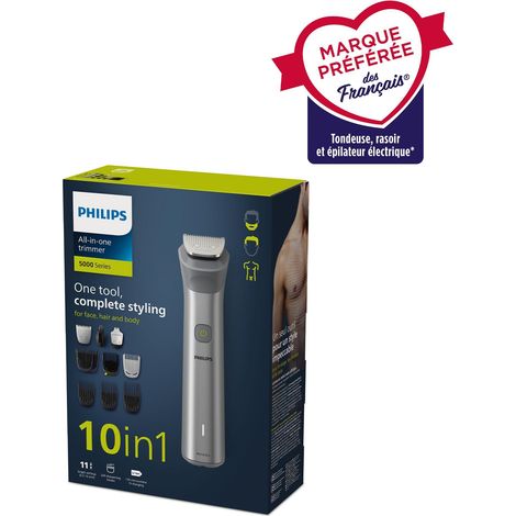 Philips – Tondeuse cheveux sans fil – 10 accessoires – Lames inox auto-affûtées – Alimentation Lithium-Ion – MG592015 (1/5)