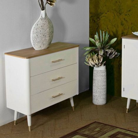 Dmora - Cajonera Boissano, Cómoda multiusos, Cómoda de dormitorio, Gabinete con cajones, 78x37 h80 cm, Blanco y Marrón (1/5)