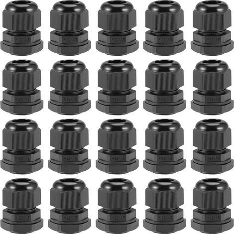 20 Presse-étoupe M22x1,5 Nylon Noir, Étanche IP68, Câble 7mm-12mm, Pour Boîte De Jonction (1/5)