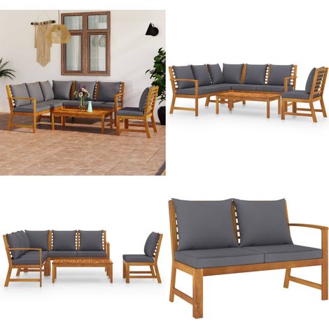 Salon de jardin 5 pcs avec coussin Bois d'acacia solide - Salon De Jardin - Meubles De Jardin - Mobilier De Jardin - Set De Salon De Jardin - Acacia - Home & Living (1/5)