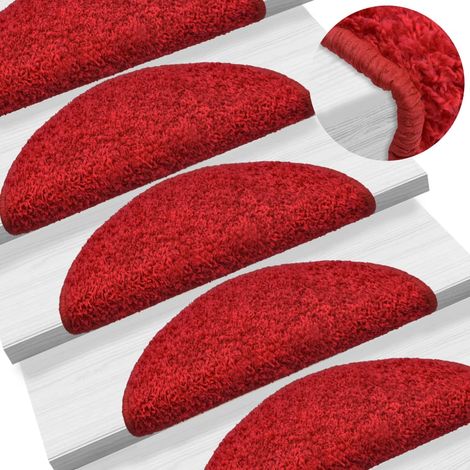 10 pcs Tapis d'escalier, Tapis de marches, Marchettes D'escalier Auto-adhésif sécurité 65x21x4 cm Rouge MKS10914 (1/5)