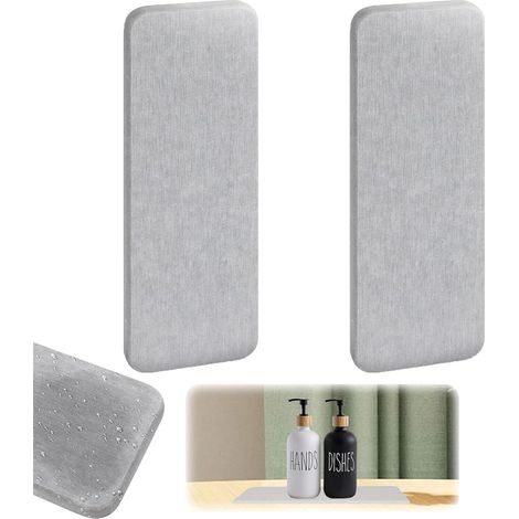 2 Pièces Pierre Absorbante Evier Séchage Rapide Tapis Diatomite Cuisine 22 x 8cm Tapis de Bain Diatomite Antidérapant Design Biseauté pour Lavabos Bords de Baignoire Douches (1/5)