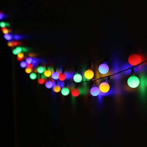 Promoción, Cadena de luces solares, 100 LED de 12 m para exteriores e interiores, luces de colores IP65 resistentes al agua, 8 modos, bolas brillantes, bonita decoración para Navidad, fiestas, jardine (1/3)