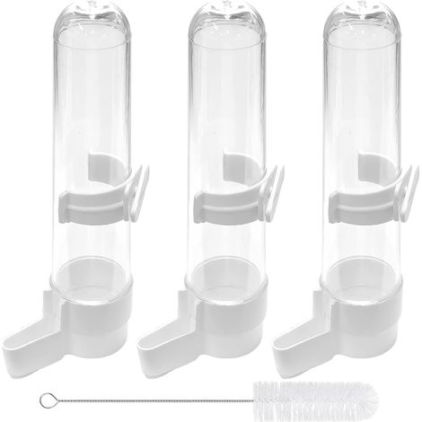 3 Fontaine À Boire,Plastique Transparent,120Ml,Suspendue Étanche,1 Brosse Nettoyage,Oiseau Compagnie (1/5)