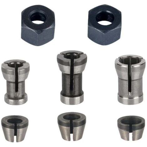 Mandrin de Fraiseuse - Lot de 8, Collet Mandrin Affleureuse (6 mm, 6.35 mm, 8 mm), Pince de Serrage Defonceuse, Adaptateurs de Pince (1/5)