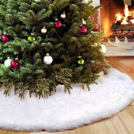 Tapis Blanc pour l'Arbre,Ø 60 cmJupe de Sapin, Couverture Décorative d'Arbre de Noël (1/5)