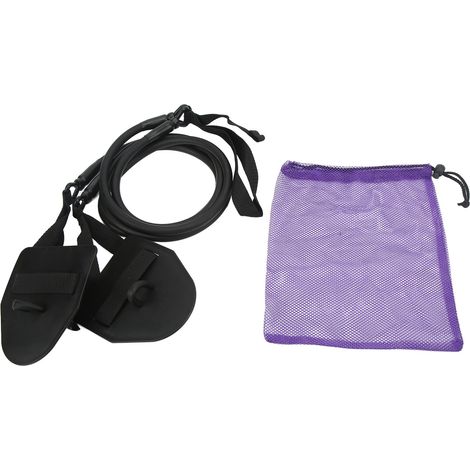Bracelets de force pour bras de natation, latex noir, bandes de résistance élastiques, accessoires de natation avec plaquettes de main (1/5)