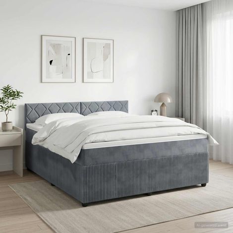Cama box spring con colchón Gris oscuro 180 x 200 cm Terciopelo (1/5)