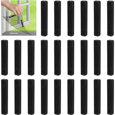 Lot de 24 aimants de fenêtre magnétiques pour moustiquaire - Clips de fixation anti-mouches pour moustiquaire (noir) (1/5)