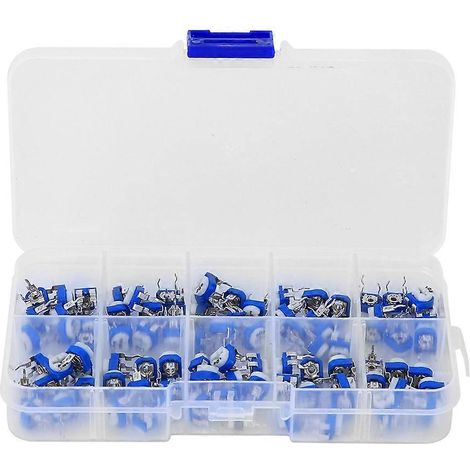 Kit de 100 résistances réglables bleues et blanches, potentiomètre, résistance de régulation, résistance électrique